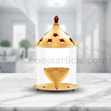 Akhand Diya Decorative Brass & Glass Oil Lamp